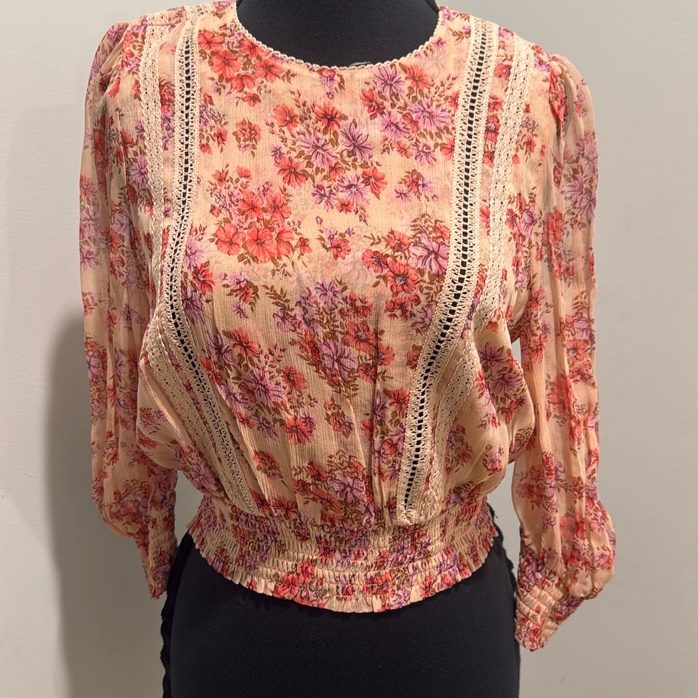 The Kooples Floral Blouse in Pink and Cream